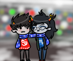  2012 blush casual fashion fullres holidaystuck karkat_vantas riku-eevee scarf_sharing shipping vriska_serket vriskat 