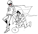 2017 blush breath_aspect carrying casey dave_strider fullres godtier grayscale hammertime harappy0 heir highlight_color john_egbert knight language:korean midair monochrome redrom shipping sweat text time_aspect word_balloon