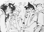  116fdnht 2021 beta_kids breath_aspect dave_strider dogtier godtier grayscale heir jade_harley john_egbert knight language:korean light_aspect pencil rose_lalonde seer space_aspect text time_aspect witch 