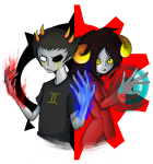  2012 2spooky aradia_megido aspect_symbol back_to_back blood crying doom_aspect dragonmanx fullres godtier half_ghost maid psionics shipping sollux_captor starter_outfit time_aspect 