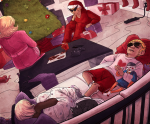   bro dave_strider dirk_strider heart_shirt holidaystuck lil_cal meowcats mom official_merch rose_lalonde roxy_lalonde shad sleeping smuppets strilondes vodka_mutini 