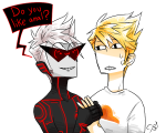  cakeparadox crossover denko_and_op dirk_strider humanized lil_hal my_little_phony redrom shipping word_balloon 