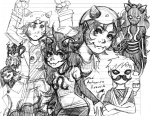  2014 ancestors art_dump cat_hat dancestors equius_zahhak facial_hair fullres grayscale homustokku-34 horuss_zahhak leijons meulin_leijon monochrome naruto nepeta_leijon silhouette sketch text the_disciple zahhaks 