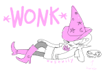  2012 fashion flash_asset fullres hat homestuck_(comic_panel) jaggy_lines kid_symbol lying maplehoof mspandrew roxy_lalonde scribble_mode size_difference text typo wizard_hat wonk 