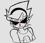 2024 blush body_modification carlthecarl dirk_strider fullres grayscale highlight_color lineart monochrome solo starter_outfit strong_tanktop