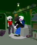  2021 annieisapeaperson aspect_hoodie aspect_symbol back_angle breathalyzer casual dave_strider fashion fullres glasses_added homestuck:_beyond_canon hug john_egbert kiss meat_timeline pajamas profile redrom roxy_lalonde rule63 shipping sitting sleepy_kat_tee time_aspect void_aspect 