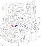  2015 badmasteryoujerk boys broken_source computer equius_zahhak eridan_ampora gamzee_makara karkat_vantas limited_palette lineart sollux_captor starter_outfit sweat tavros_nitram 