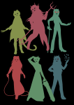 2015 action_claws aradia_megido chainsaw circlejourney dragon_cane feferi_peixes fluorite_octet girls huge kanaya_maryam limited_palette nepeta_leijon psidon&#039;s_entente silhouette terezi_pyrope vriska_serket whip
