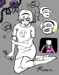  2025 admiralexclipse art_dump aspect_symbol black_squiddle_dress fullres headshot heart hubtopband jaggy_lines knitting_needles light_aspect rose_lalonde solo starter_outfit text the_finger 