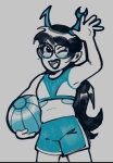  2025 alternate_hair blush fullres grubscars monochrome onlysushicat solo swimsuit vriska_serket wonk 