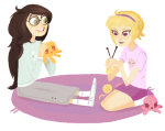  inexact_source jade_harley knitting_needles mauve_squiddle_shirt rose_lalonde squiddles stervi 