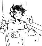  2020 bathing bathtub cometjynx grayscale headphones jaggy_lines karkat_vantas monochrome phone sketch solo 
