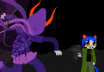  2012 animated asymmetricjester bard black_rifle blood cat_hat codtier fullres gamzee_makara godtier image_manipulation jaggy_lines nepeta_leijon rage_aspect starter_outfit 