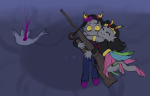  2024 babies blood caligvlasaqvarivm dead eridan_ampora feferi_peixes fullres gl'bgolyb harpoon_gun hug lusus no_glasses skywhale_lusus starter_outfit underwater 