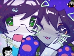  2024 emoticon fullres head_on_shoulder headshot heart hug jade_harley nepeta_leijon olive_garden omoti redrom shipping sprite_mode stars starter_outfit text upside_down wonk 