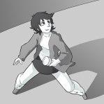  doc-modest flashlight grayscale homestuck_adventure_game joey_claire solo 