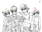  ! 2014 ? ageswap alpha_dave bro casual couch dave_strider dirk_strider fullres grayscale jaggy_lines lunaticjin sitting strong_tanktop suit 