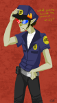  2011 au cupcakekyo facial_hair fullres hat police_uniform sollux_captor solo text trollcops zodiac_symbol 