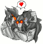  3d-dragon animated aradia_megido aradiabot bleatbots blush brobot heart jadebot kiss love_machines multishipping redrom shipping transisters word_balloon 