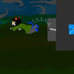 2011 animated babinani clouds fullres gamzee_makara head_out_of_frame hive jaggy_lines lying midair nepeta_leijon night no_hat on_stomach profile starter_outfit tavros's_hive text