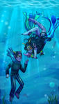  2011 anonymous_artist barefoot cuttlefish eridan_ampora feferi_peixes fullres pride smiling_eridan starter_outfit underwater 