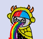  2015 animated dancestors fullres jaggy_lines mituna_captor rainbow sailorbeefcake scribble_mode solo starter_outfit vomit 