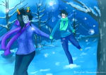  2012 brixyfire con_heir dream_ghost fullres holding_hands john_egbert redrom shipping trees vriska_serket winter 