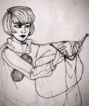  2014 casual fullres grayscale knitting_needles lineart pencil rose_lalonde sketch solo tyska yarn 