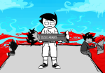  10k_member_celebration_event 2025 blood blush boyfriendleaders carrying clouds fullres homes_smell_ya_later image_manipulation jaggy_lines john_egbert karkat_plushie karkat_vantas multiple_personas ocean pantskat starter_outfit text this_is_stupid thumbs_up warhammer_of_zillyhoo wut 