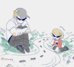  2026 ageswap animals blush body_hair bro dave_strider facial_hair flowers fullres glassesswap iamanpy kneeling red_baseball_tee sitting starter_outfit text 