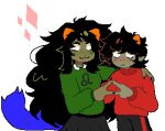  2023 arm_around_shoulder blush dancestors diamond dream_ghost fullres jaggy_lines kankri_vantas kittypeb meulin_leijon meulin_rouge palerom shipping starter_outfit 