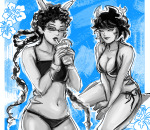  2025 aranea_serket beverage blush body_modification chomplicated dancestors dream_ghost fullres gillfronds grayscale highlight_color meenah_peixes monochrome redrom shipping swimsuit 