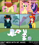  comic crossover dsp2003 fluttershy ghost_trick my_little_pony ponies terezi_pyrope twilight_sparkle word_balloon 