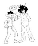  2025 arm_around_shoulder bromance fullres gamzee_makara grayscale lineart monochrome pbj sketch tavros_nitram text tiniming66 