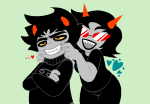  ... 2024 adorabloodthirsty blush fullres galaxicnerd heart jaggy_lines karkat_vantas redrom shipping smiling_karkat starter_outfit terezi_pyrope 