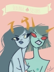  2014 banner body_modification fullres no_glasses no_shirt nudity scourge_sisters sofiaruelle spade terezi_pyrope text vriska_serket 