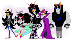  2014 equius_zahhak eridan_ampora eyepatch feferi_peixes freckles fullres gamzee_makara illegal_vriska starter_outfit vriska_serket zamii070 
