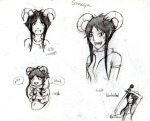  2012 apricots-from-nara au fanoffspring fullres grayscale grubs headshot pencil sketch solo sword text timely_mistress weapon word_balloon 