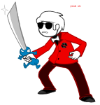  dave_strider gastrictank red_plush_puppet_tux smuppets solo text transparent weapon 