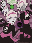  2025 black_squiddle_dress book cueball flutterfan2007 freckles fullres green_sun grimdark horrorterrors jaggy_lines rose_lalonde sitting skulls solo sweat text thorns_of_oglogoth weapon 