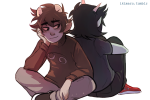 2015 adorabloodthirsty back_to_back fullres ikimaru karkat_vantas redrom shipping sitting smiling_karkat starter_outfit terezi_pyrope