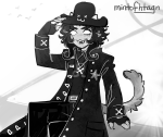  2026 blush commodore_coat dream_ghost fullres grayscale hat mintofhtagn monochrome nepeta_leijon solo stars 