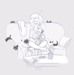  cats couch food grayscale lemoro meowcats roxy_lalonde solo 