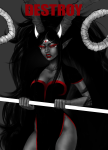  2014 alisonnyash ancestors fashion fullres grayscale highlight_color solo text the_handmaid trident weapon 
