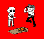  2011 animated bro brotherkin dancing dave_strider epilepsy_warning food fullres starter_outfit text 
