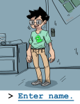  blue_slime_ghost_shirt faze4th john_egbert page_one panel_redraw solo starter_outfit 