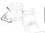  2026 equius_zahhak fullres grayscale jaggy_lines lineart monochrome shipping sketch sollux_captor starter_outfit styling_hair sweat sweatyhooves techbros 