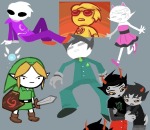  2026 animal_ears art_dump bep3240 crossover dave_strider dreamself fashion fullres jaggy_lines john_egbert kanaya_maryam karkat_vantas nintendo pastiche remote_ghost_gauntlets roxy_lalonde sprite_mode starter_outfit sword the_legend_of_zelda weapon wise_guy_slime_suit 