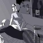   animated bed dave_strider epilepsy_warning grayscale kathy on_stomach rose_lalonde siblings:daverose 
