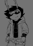 2026 butterzowie dammek fullres grayscale hiveswap jaggy_lines monochrome solo starter_outfit